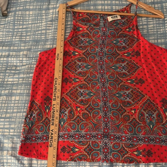 Boho Red Paisley Tank Top Size XL - Picture 7 of 8